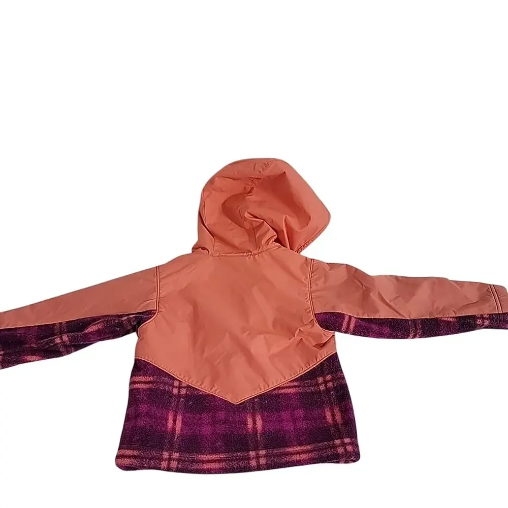 Columbia Girls Jacket 2T Hooded Fleece Plaid‎ Pink Purple Toddler Coat